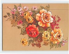 Postcard Sydämelliset Onnittelut with Flowers Embossed Art Print picture