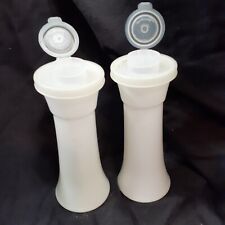 Vintage Tupperware Clear 718 Salt and Pepper Clear Shakers with White Caps 6 In picture
