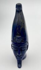 Vintage Lapis Lazuli Ancient Egyptian Crowned God PHAROH SCULPTURE picture