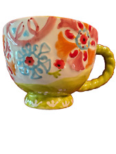 Pier One Suzani Mug Raised floral polka dots inside design BIG picture