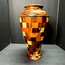 Segmented Wood Vase Large 14.5 inch Hand Crafted Multi-Wood & Color picture