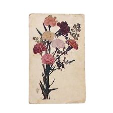 Postcard Raised Floral Posted 1908 Divided picture