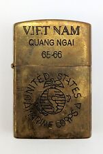 Vietnam War Quang Ngai Combat Base USMC U.S. Marines 1965-66 Brass Lighter picture