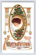 Postcard Christmas Pretty Woman 1910s Unposted Divided Back picture