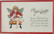 From Your Valentine, Cupid With Hearts, Romance Early 1900s Romance Postcard picture