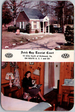 Richmond Virginia VA Dutch Gap Tourist Court Cottages Woman Vintage PC Postcard picture