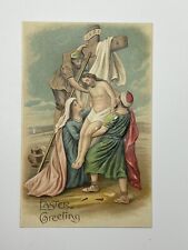 Antique Postcard ~ Easter Greetings ~ Jesus Crucifixion ~ Writing On Back picture