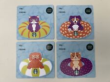 2024 Summer Starbucks Dogs/Cats On Floatee Die Cut Gift Cards, 4 Designed picture
