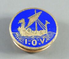 ANTIQUE VTG RARE International Order of Vikings IOV Blue Enamel Pin GOLD FILLED picture