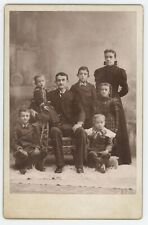 Antique c1880s Cabinet Card Large Family With 5 Adorable Children Quakertown, PA picture