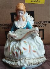 Antique Dresden German Porcelain Figurine Woman Playing Lute picture