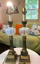 Pair MCM Westwood Industry (UL) Brass & Opalescent Glass Table Lamps 29