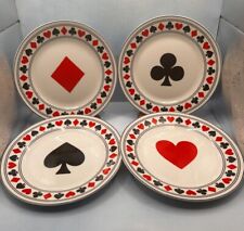 GODINGER set of 4 Desert Plates Playing Card Poker Game Heart Spade Club Diamond picture