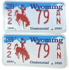 Wyoming 1988  License Plate Set Vintage Auto Teton Co Cave  Collector Decor picture