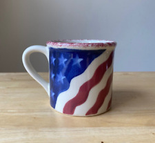 Hartstone Pottery STARBUCKS BARISTA Red White Blue American Flag Mug - EUC picture