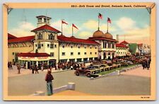 1943 Bath House Strand Redondo Beach California Cars Sea Foods Posted Postcard picture