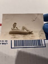 c1930s Hot Girl Swimsuit Pin Up On Floaty Sexy Risque Snapshot Photo Snap Vtg picture