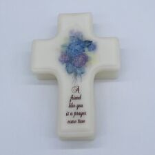 Cross Shaped Ceramic Trinket Box “A Friend Like You Is A Prayer Come True” picture