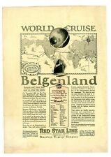 1925 Star Line Ad Red World Cruise Belgenland Map Imm Itinerary Amex Ship Boat picture