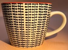Retired Creative Co-op Coffee Mug Black & White Graphic Design Red Accent 3.25