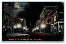 1911 Night Scene on Main St. La Crosse Wisconsin WI Antique Posted Postcard picture