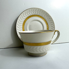 40's Theodore Haviland NY Fine China Embassy Footed Coffee Cup Saucer Gold Band picture