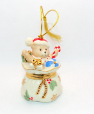 Lenox A BEARY MERRY CHRISTMAS Trinket Box Hinged Ornament w/ Box 3.5” Tall picture