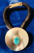Beautiful Navajo 925 Sterling Silver and Turquoise Concho Pony Tail Wrap picture