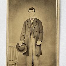 Antique CDV Photograph Handsome Young Man Gentleman Cowboy Tinted Kind Eyes picture
