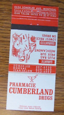 DRUG STORE MATCHBOOK COVER: CUMBERLAND DRUGS (MONTREAL & DORVAL, QUEBEC) -F9 picture