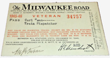 1945 1946 MILWAUKEE ROAD EMPLOYEE PASS #34757 picture