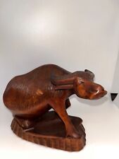 Vintage Hand Carved Wood Ox, Hand made picture