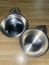 2 Royal Holland & Woodbury Pewter Porringer Bowl Dish Ornate Handles Unmatched picture