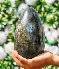 Huge 195MM Natural Flashy Green Labradorite Stone Chakra Metaphysical Egg picture