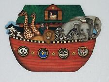 Vintage Hallmark Card Noah’s Ark Boat Shaped Animal Zoo Art Collage Decor P1 picture