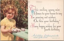 c1950s Religious / Church HAPPY BIRTHDAY Postcard Bible Scripture PSALMS 148:12 picture