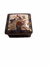 Vintage TRINKET BOX Miniature Lidded Flowers Gold Japanese Porcelain picture