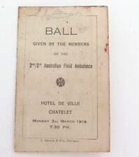 Rare WW1 AIF Aust 2nd / 3rd Field Ambulance “Ball” Programme.  #8533 S Stormonth picture