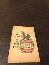 EARLY HUMOR -1908- POSTED POSTCARD - I'M ALL ALONE BUT IN GOOD SPIRITS - WHISKY picture
