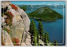 CRATER LAKE OREGON Wizard Island Volcanic Cone  - Posted POSTCARD picture