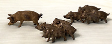 Unique Lot of Antique Vienna Bronze Cold Painted Mother Pig & Two Groups Piglets picture
