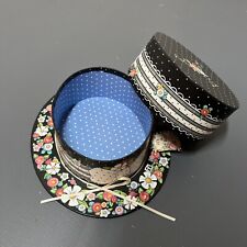 Mary Engelbreit Ink 1998 Black Polka Dot Floral Hat Box picture