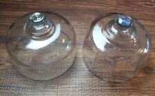 Vintage Heavy Glass Cheese Dome Lid Set of 2 picture