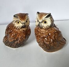 Pair of Vintage Goebel West Germany Painted Glazed Porcelain Owl Figurines 3.25