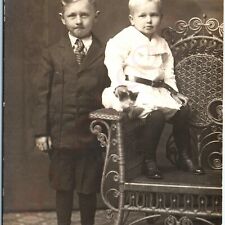 c1910s Lima, OH Cute Kitten RPPC w/ Handsome Young Boys Real Photo Postcard A86 picture