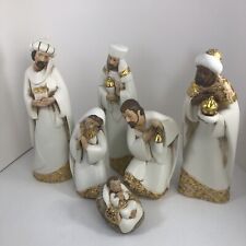 2009 Roman Inc Nativity Set Jesus Joseph Mary Wisemen Magi set of 6 ceramic gold picture
