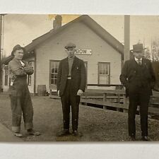 Antique RPPC Real Photograph Postcard Railroad Train Depot Bow WA ID Weister picture