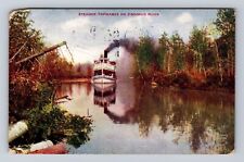 MI-Michigan, Steamer Topinabee on Crooked River, Vintage c1911 Souvenir Postcard picture
