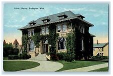 1927 Public Library Ludington Michigan MI Posted Vintage Postcard picture