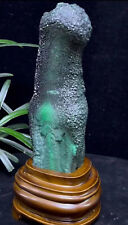 Natural malachite Quartz pillar cluster  Crystal Point mineral specimen+pedestal picture